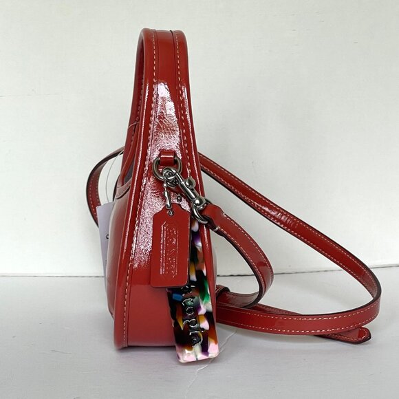 Coach Coachtopia Mini Ergo Crinkle Patent Bag Deep Orange CQ832 - Picture 3 of 12